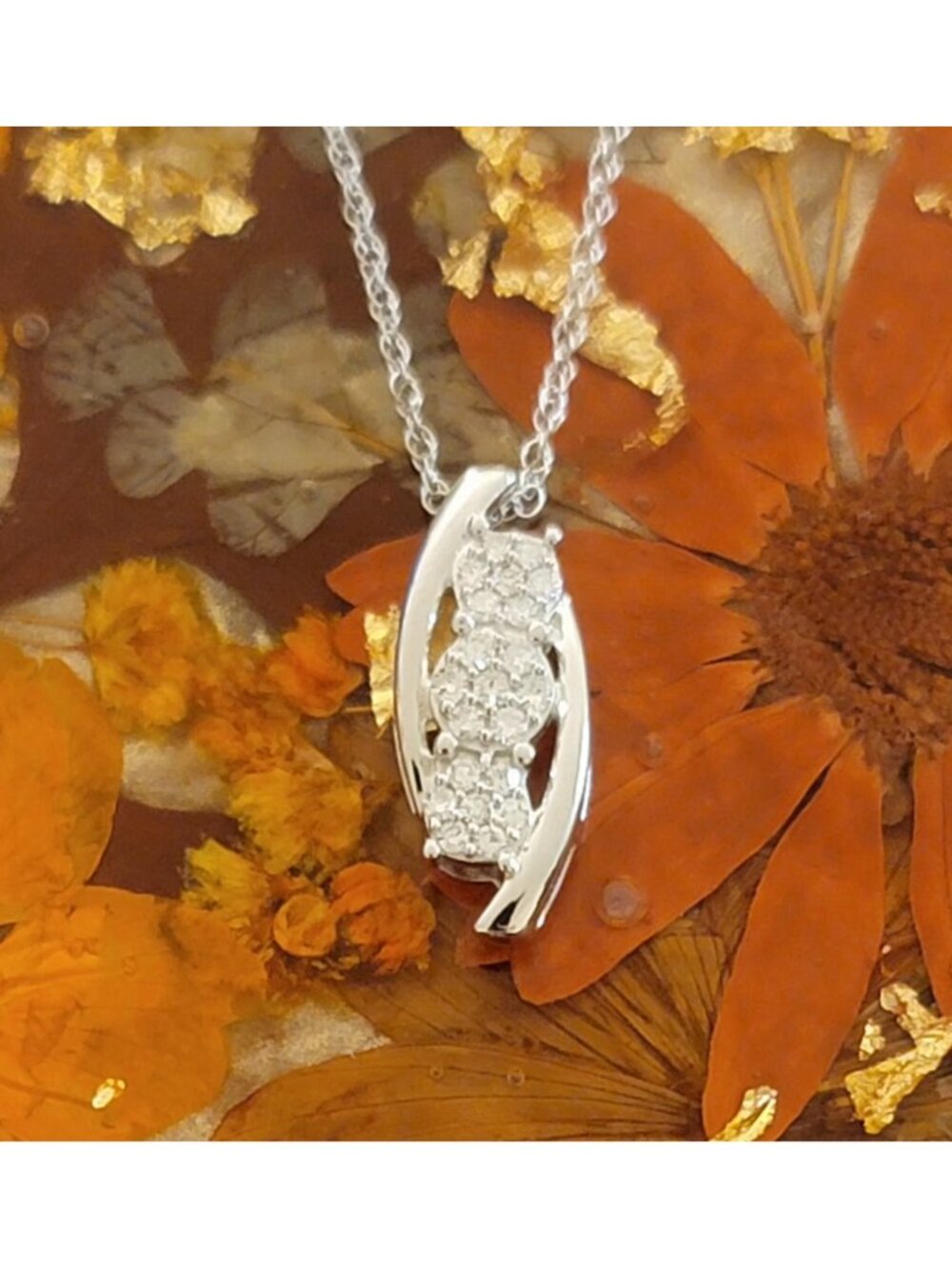 Lab Grown Diamond Journey Necklace Sterling Silver Gold Plated .25 CTTW NWT